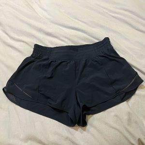 Navy blue Hotty Hot High-Rised Lined Lulu Lemon Shorts.  Size 10. Worn once.